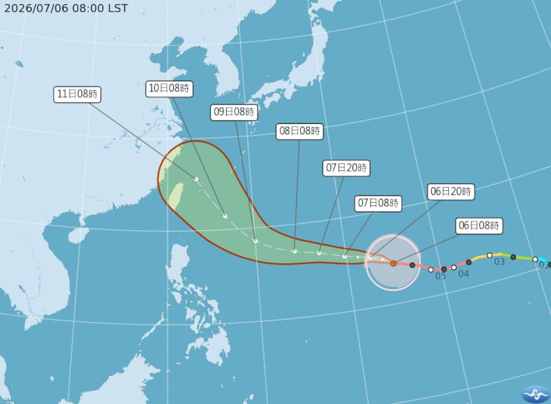 颱風巴威路徑潛勢預報。(圖取自氣象署網頁cwa.gov.tw)