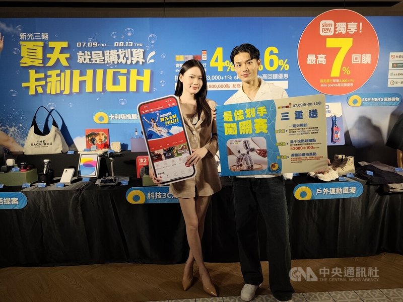 新光三越9日將推出「夏天卡利HIGH」檔期，祭出最高7%回饋，衝刺暑假商機。中央社記者何秀玲攝　115年7月7日