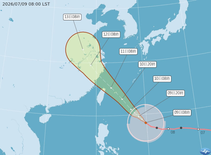 颱風巴威路徑潛勢預報。（圖取自氣象署網頁cwa.gov.tw）