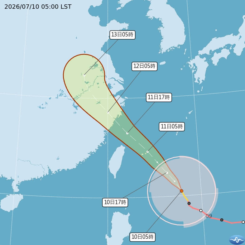 颱風巴威路徑潛勢預報。(圖取自氣象署網頁cwa.gov.tw)