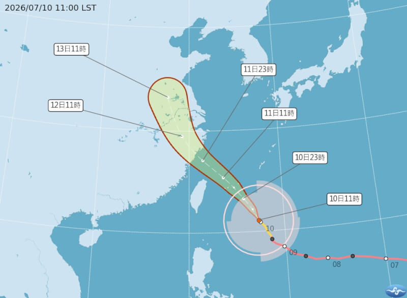 颱風巴威路徑潛勢預報。(圖取自中央氣象署網頁cwa.gov.tw)