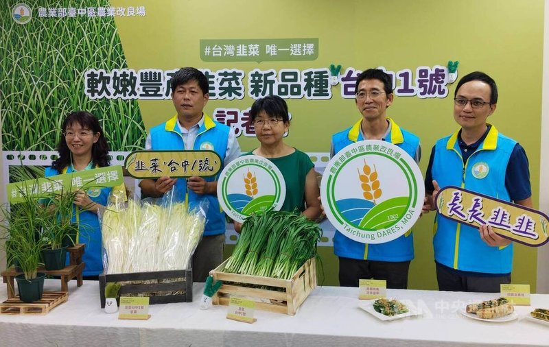 農業部台中區農業改良場14日舉行記者會，介紹歷時7年培育出的韭菜新品種「台中1號」，取得植物品種權後，將辦理技術授權，提供國內韭菜品種栽培新選擇。中央社記者汪淑芬攝　115年7月14日