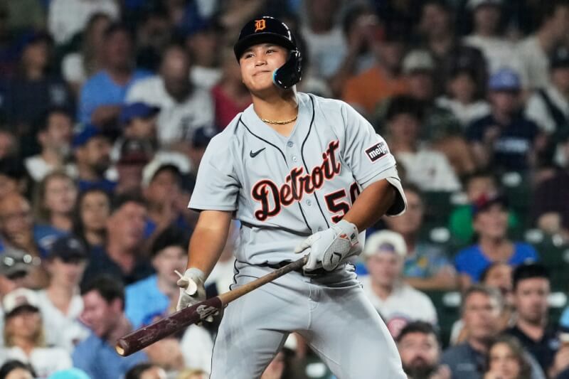 MLB底特律老虎隊野手李灝宇21日代打上場，總計3打數敲1安，延長賽10局上跑回球隊超前分。（美聯社）