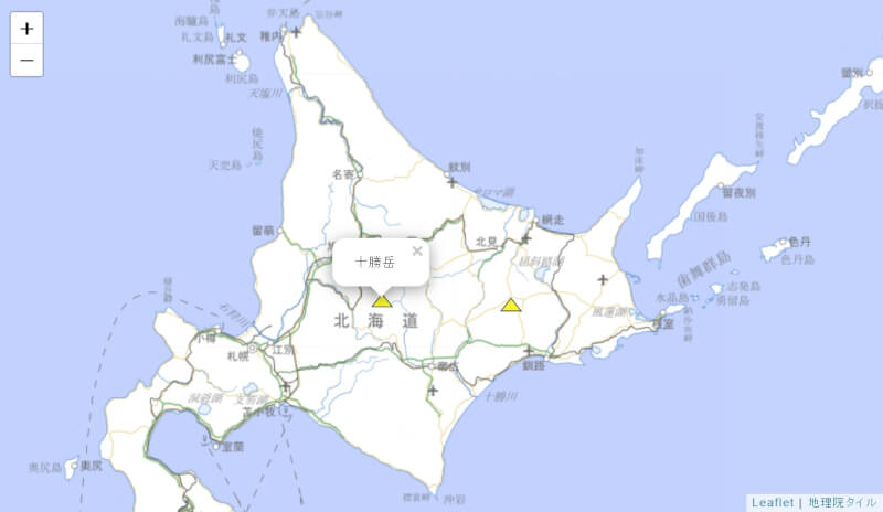 日本北海道十勝岳22日上午發生極小規模噴發,目前維持噴發警戒2級。(圖取自日本氣象廳網頁data.jma.go.jp)