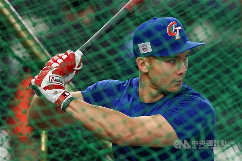 圖為台美混血好手費柴德（Stuart Fairchild）參加世界棒球經典賽（WBC）台灣隊。（中央社檔案照片）