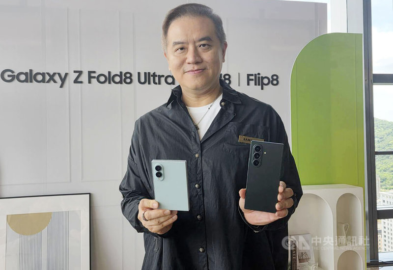 三星3款摺疊機齊發，行動通訊事業部總經理陳啓蒙表示，目標銷售量較前代成長20%。中央社記者江明晏攝　115年7月29日