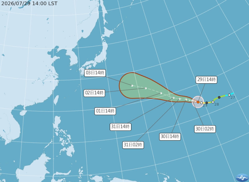 氣象署表示，颱風白海豚仍維持中颱上限，路徑待下週才會比較明朗。（圖取自中央氣象署網頁cwa.gov.tw/）