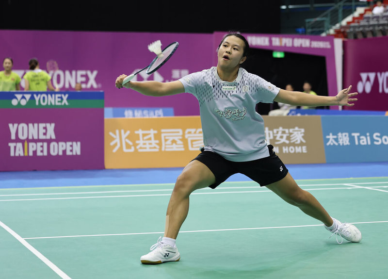 台北羽球公開賽30日舉行16強賽,台灣羽球女單好手邱品蒨(圖)擊敗日本選手水津愛美,晉級8強。(中華民國羽球協會提供)中央社記者黎建忠傳真 115年7月30日