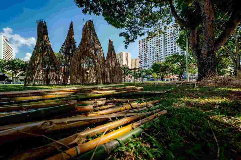 文化部駐馬來西亞代表處文化組再度與喬治市藝術節合作，延續多年打造的「島嶼島」（Isle to Isle）單元，邀請環境藝術家李蕢至進行現地創作「匯聚」，探討空間倫理與共存關係。（文化部提供）  中央社記者趙靜瑜傳真　115年7月30日