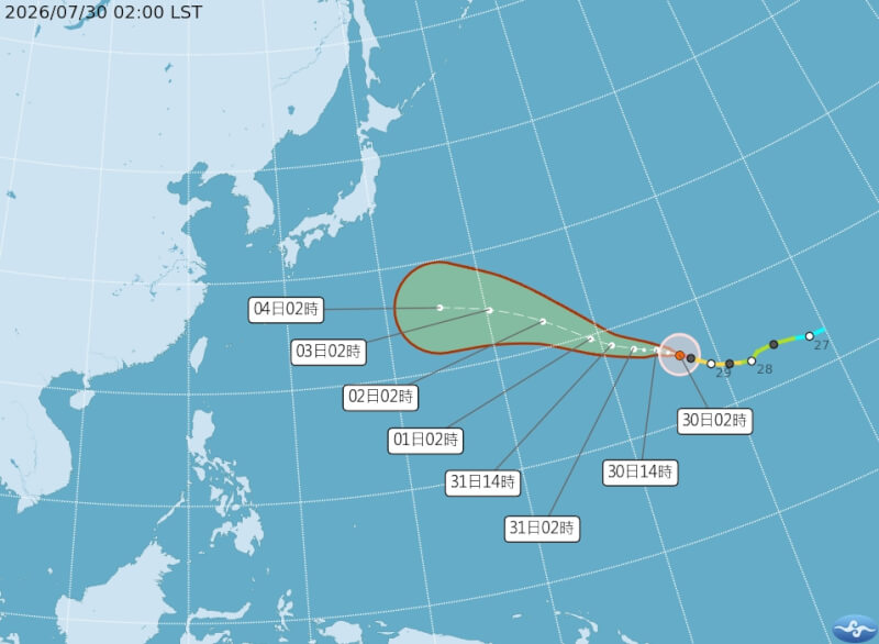 颱風白海豚路徑潛勢預報。(圖取自氣象署網頁cwa.gov.tw)