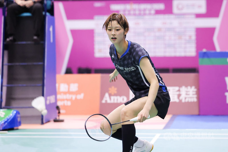 日本混雙組合渡邊勇大、田口真彩,1日在超級300的台北羽球公開賽晉級決賽,其中首度來台的田口真彩(見圖)外型可愛,吸引粉絲追逐。中央社記者翁睿坤攝 115年8月1日