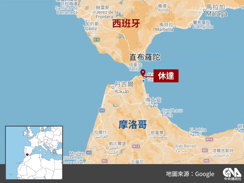 休達位置示意圖。（中央社製圖）