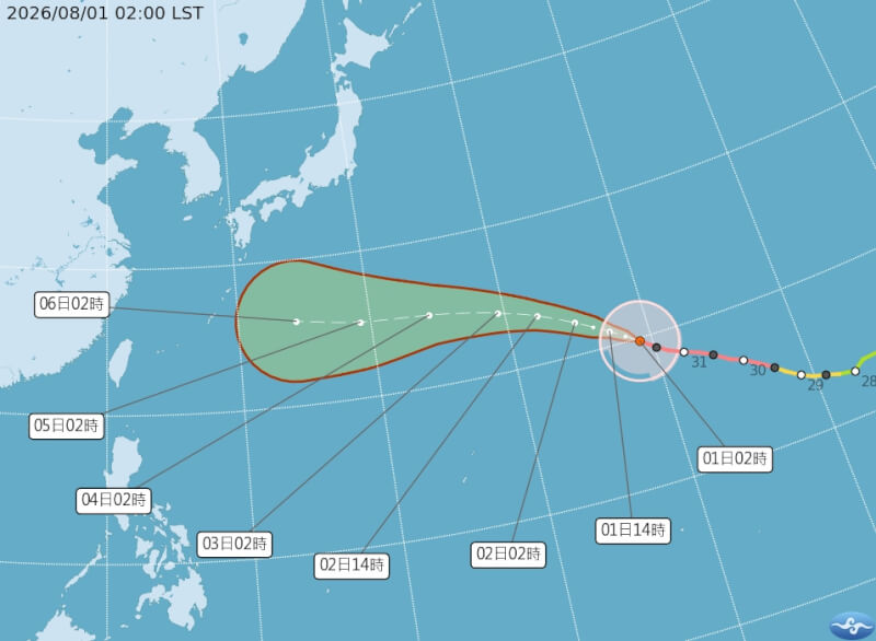 颱風白海豚路徑潛勢預報。（圖取自氣象署網頁cwa.gov.tw）