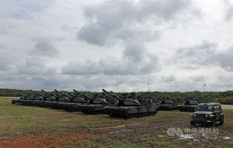 M1A2T戰車成軍典禮2025年10月在新竹湖口營區舉行。(中央社檔案照片)