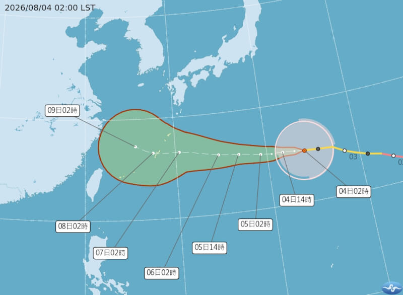 颱風白海豚路徑潛勢預報。(圖取自氣象署網頁cwa.gov.tw)