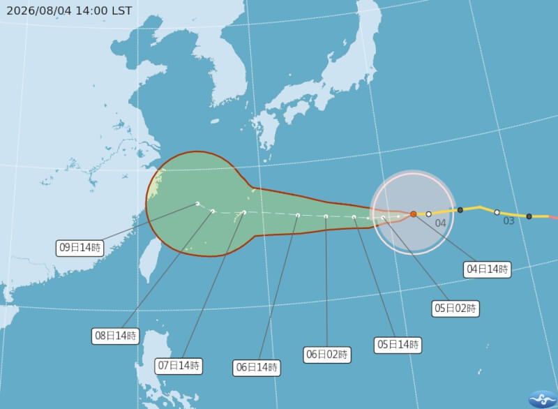 氣象署表示，最快7日下半天發布颱風白海豚海警，預計8至10日對台影響最顯著。（圖取自中央氣象署網頁cwa.gov.tw）