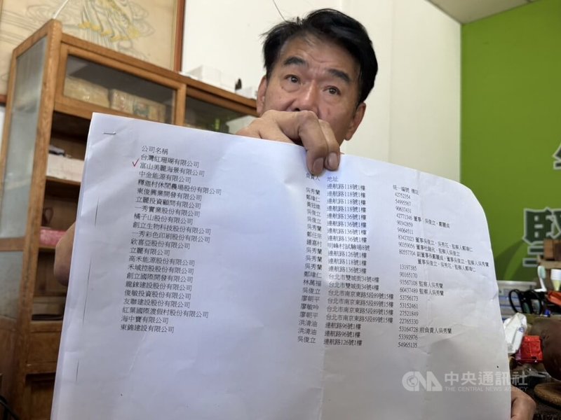 台東無黨籍縣議員林參天（圖）5日指控，國民黨台東縣長參選人吳秀華家族經營的立麗大酒店將農地作停車場，且家族捲入多起開發案。中央社記者盧太城攝 115年8月5日