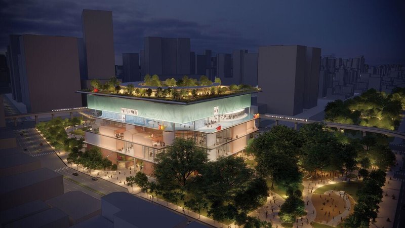 行政院核定新北市板橋車站旁「新板特區第3種特定專用區」，興建台灣首座以兒童為主體的國家兒童未來館，招標案5日正式上網公告。圖為完工模擬示意。（文化部提供）中央社記者趙靜瑜傳真  115年8月5日
