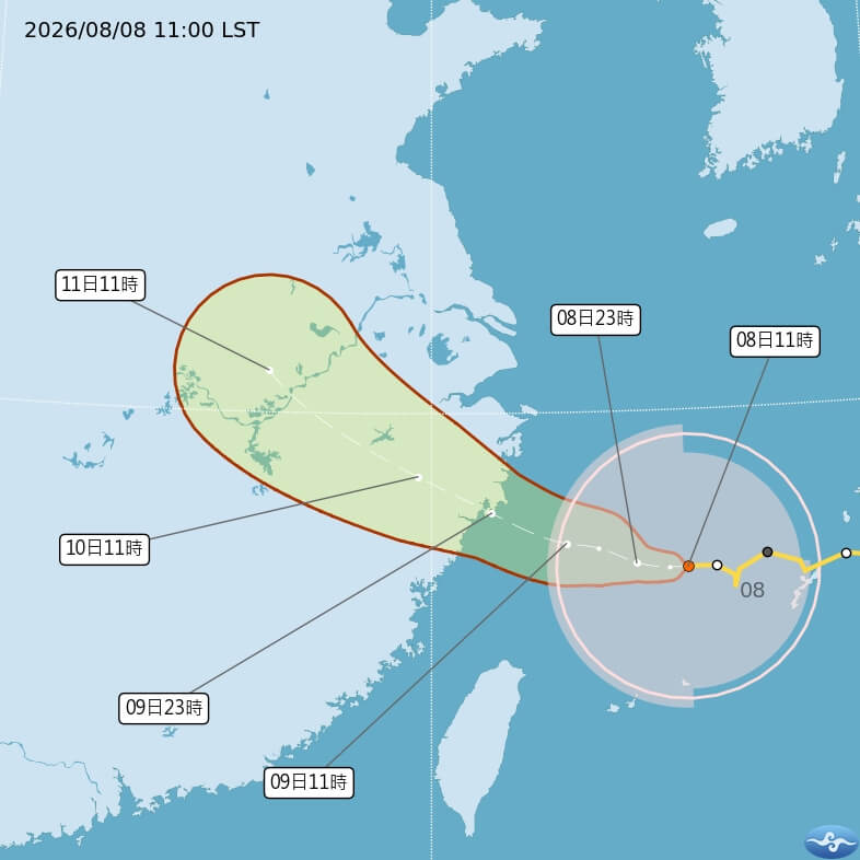 颱風白海豚路徑潛勢預報。（圖取自氣象署網頁cwa.gov.tw）