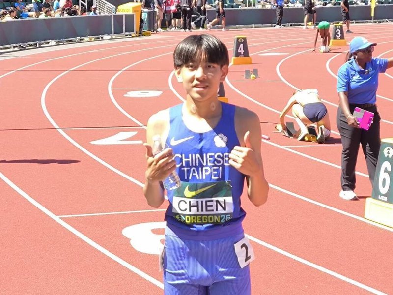 在美國奧勒岡州尤金舉行的世界U20田徑錦標賽，台灣中長跑好手簡子傑（圖）10日在男子1500公尺決賽獲得第7。（中華民國田徑協會提供）中央社記者黎建忠傳真　115年8月10日