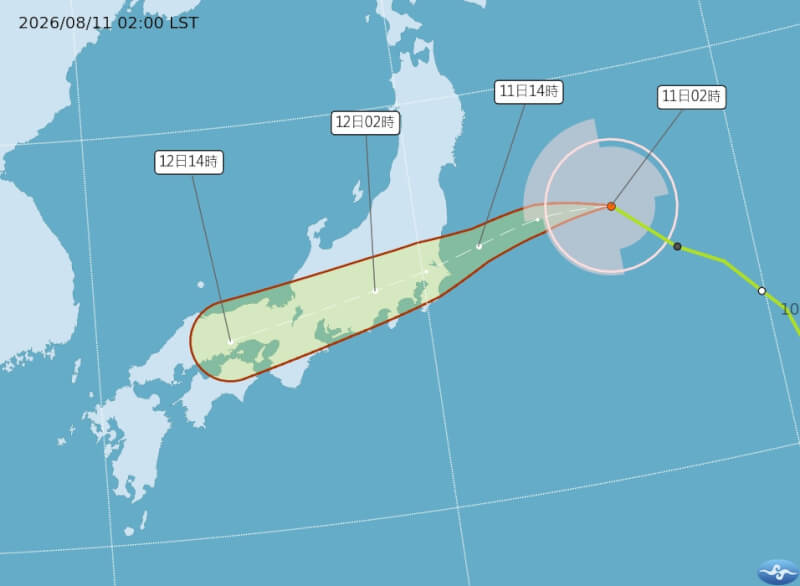 颱風昌鴻路徑潛勢預報。（圖取自氣象署網頁cwa.gov.tw）