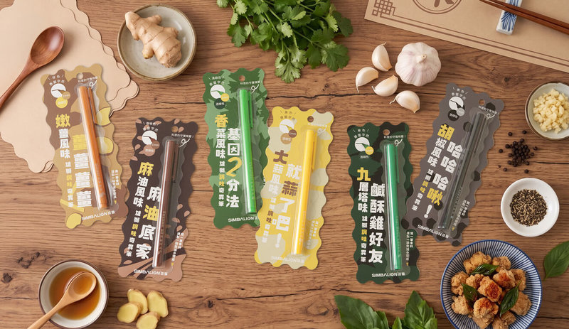 雄獅文具「調味奇異筆」系列將不同台灣味裝進奇異筆，不只書寫顏色還原食物，也利用香精還原食物味道。（雄獅文具提供）中央社記者王寶兒傳真　115年8月13日