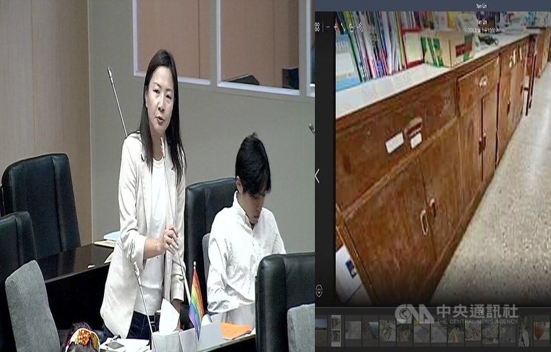 苗栗縣議員、民進黨苗栗縣長參選人陳品安（圖）14日在議會指出，通霄國中教職員辦公櫥櫃老舊，教育處遲未汰換；縣長鍾東錦答詢表示，學校有此狀況應主動提報，否則教育處無法得知，並允諾「馬上換」。（翻攝自苗栗縣議會網站）中央社記者管瑞平傳真　115年8月14日