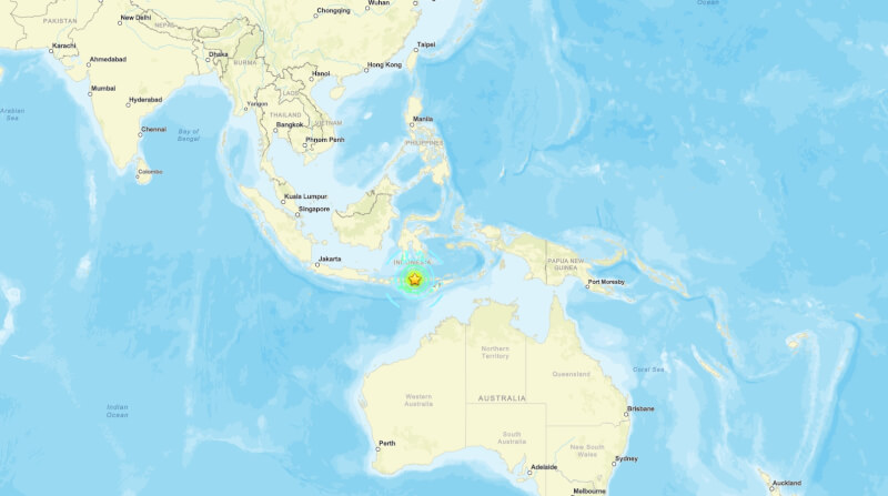 印尼外海15日發生規模7.6地震。（圖取自美國地質調查局網頁usgs.gov）