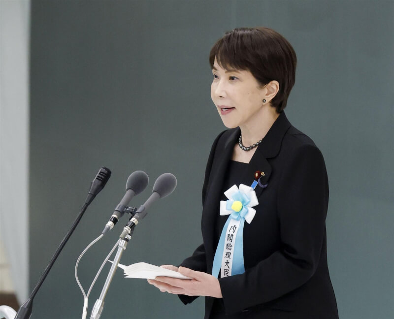 日本首相高市早苗15日出席全國戰歿者追悼式。（共同社）