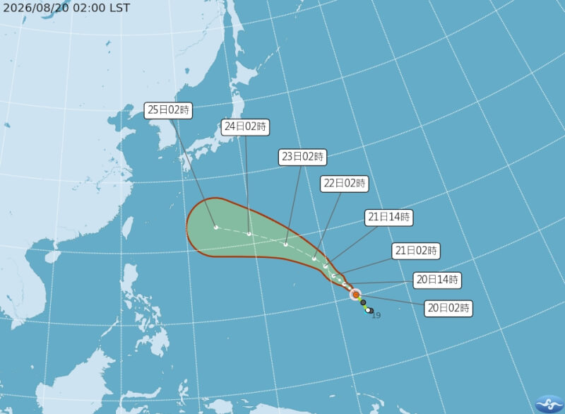 颱風沙德爾路徑潛勢預報。(圖取自氣象署網頁cwa.gov.tw)