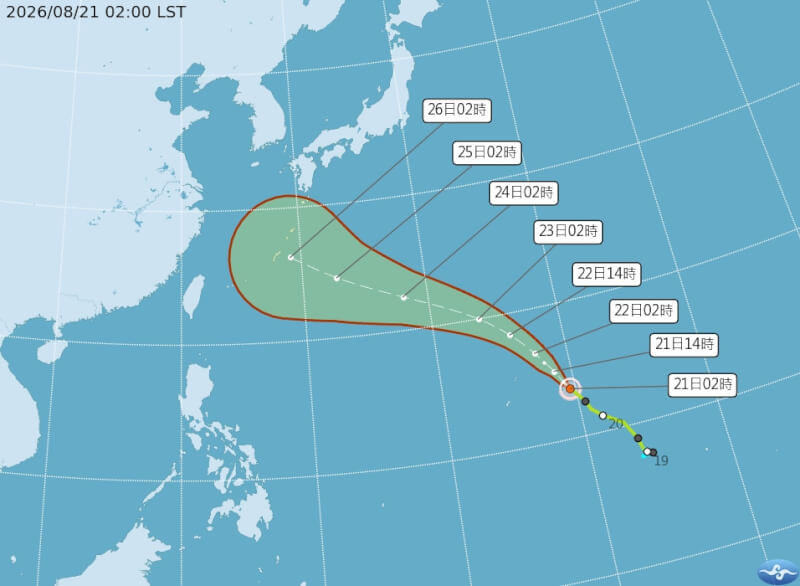 颱風沙德爾路徑潛勢預報。（圖取自氣象署網頁cwa.gov.tw）