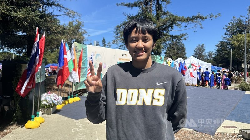 台灣旅美籃球員米靖恩向中央社分享心路歷程。中央社記者張欣瑜舊金山攝　115年8月23日