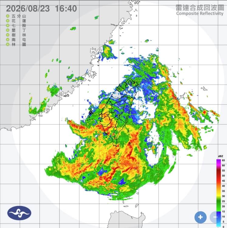 受西南風偏強及低壓帶影響，氣象署23日發布豪雨特報。（圖取自中央氣象署網頁cwa.gov.tw/）