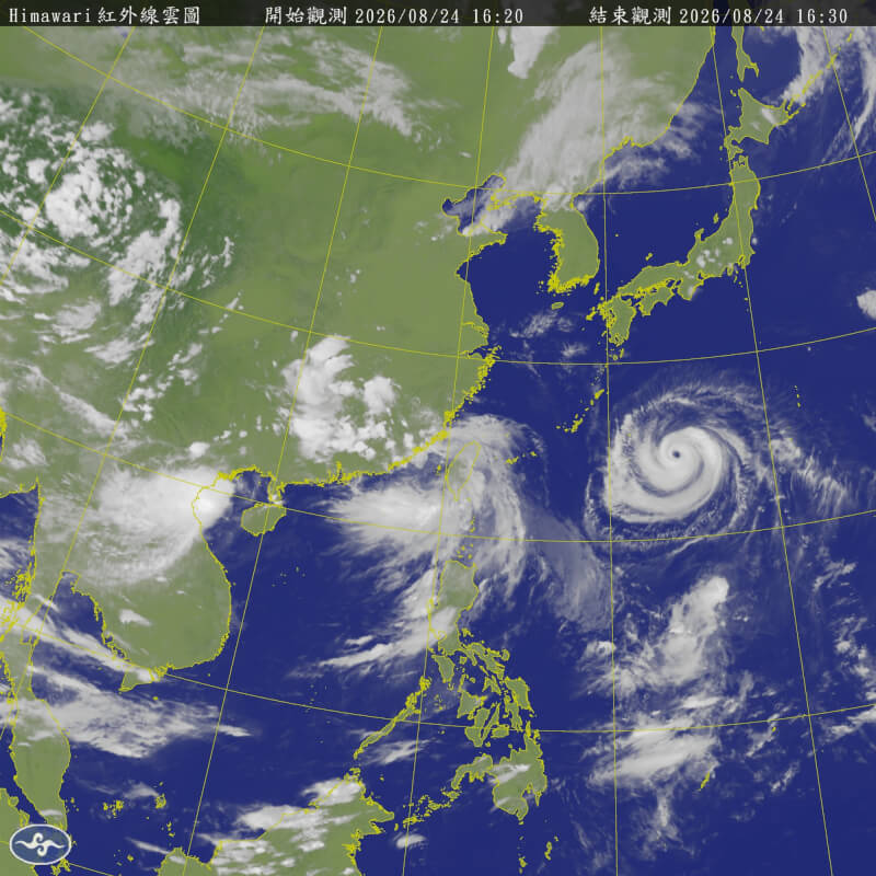 氣象署表示，目前在台灣東方遠海的颱風沙德爾已達強烈颱風，26日前會持續朝琉球群島移動，進入琉球群島後，不利其發展，強度將逐漸減弱。（圖取自中央氣象署網頁cwa.gov.tw）