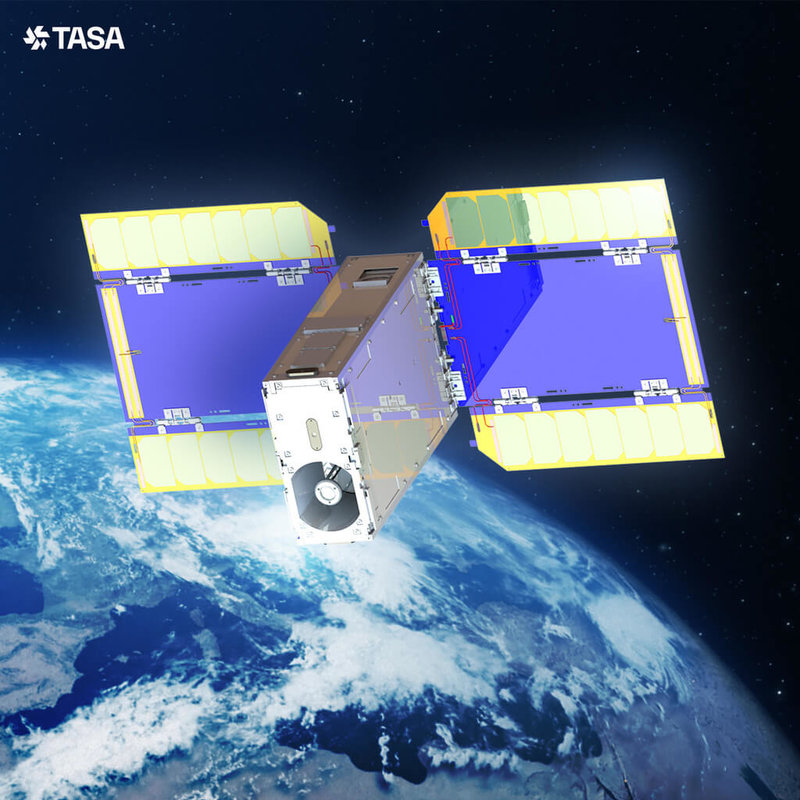 6U立方衛星「旺來」是國家太空中心(TASA)與日本東京大學航太系ISSL實驗室、ArkEdge Space、Space BD攜手完成的國際合作計畫,近日榮獲美國航空暨太空學會(AIAA)小型衛星技術委員會頒發的年度任務獎。圖為6U立方衛星「旺來」模擬圖。(國家太空中心提供)中央社記者趙敏雅傳真 115年8月28日