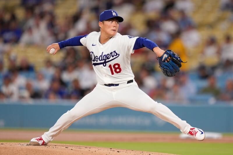 美國職棒大聯盟MLB洛杉磯道奇日籍強投山本由伸。（美聯社）