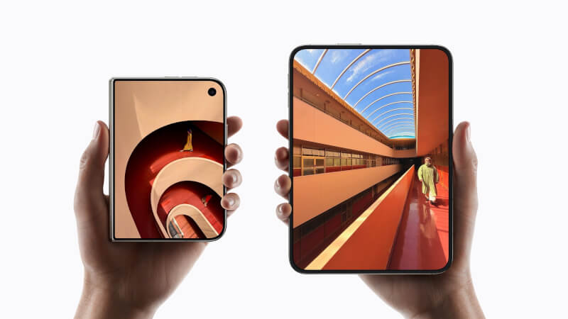 iPhone Duo設計結合智慧型手機的便攜性與平板電腦的較大螢幕。（圖取自蘋果公司網頁apple.com）
