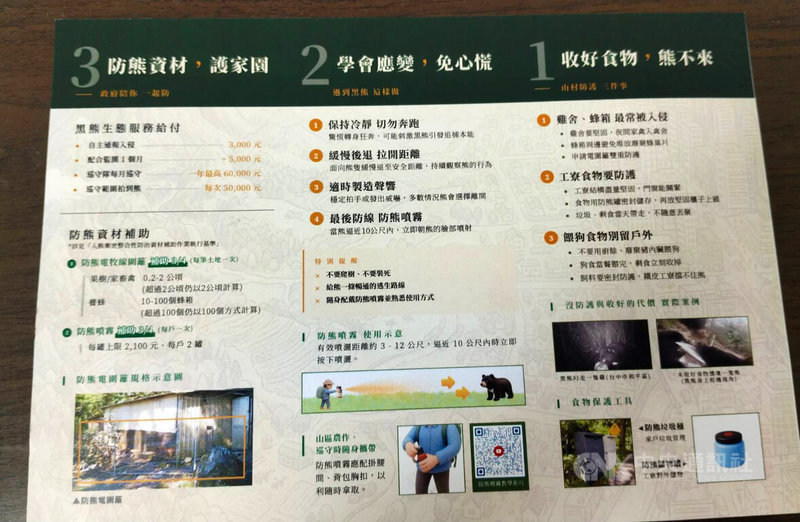 台灣黑熊數量逐漸增加，農業部林業及自然保育署14日發布「人熊衝突應變指引」，提醒遇到黑熊時，不要爬樹，也不要裝死。中央社記者汪淑芬攝　115年9月14日