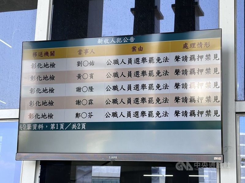 彰化地檢署偵辦彰化縣議長謝典霖等5人在議會宴客案，認涉犯公職人員選舉罷免法投票行賄等罪嫌，17日向彰化地院聲押禁見。中央社記者鄭維真攝　115年9月17日