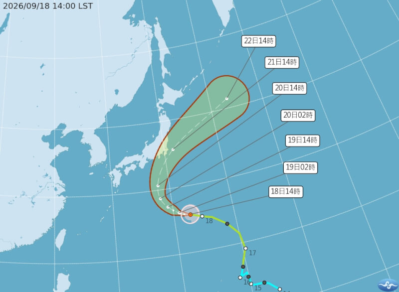 颱風杜鵑路徑潛勢預報。（圖取自氣象署網頁cwa.gov.tw）