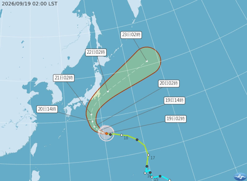 颱風杜鵑路徑潛勢預報。（圖取自氣象署網頁cwa.gov.tw）