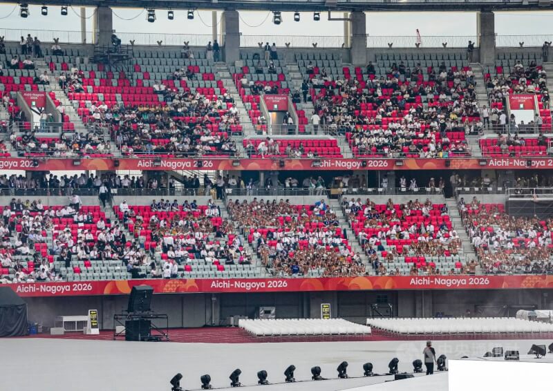 2026愛知名古屋亞運19日晚間舉行開幕典禮，距典禮開始前約1小時，觀眾席還有多處空位。中央社記者鄭清元名古屋攝　115年9月19日