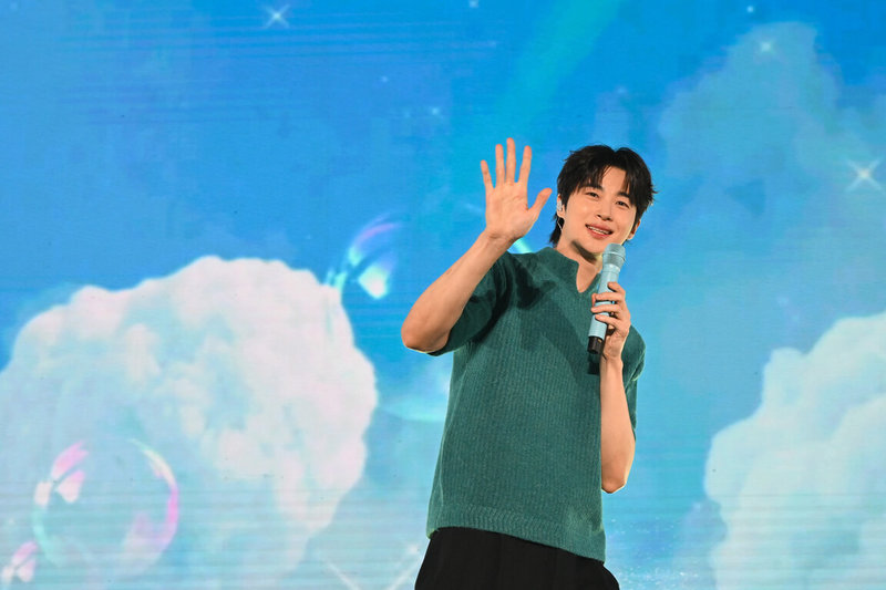 韓星邊佑錫（圖）25日中秋節晚間在國立體育大學綜合體育館舉辦見面會，吸引5000名粉絲到場同樂。（讀者提供）中央社記者王心妤傳真 115年9月25日