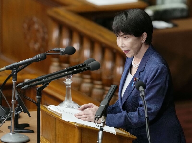 日本首相高市早苗5日出席眾議院全體會議。（共同社）