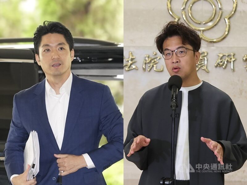 台北市長蔣萬安（左）競選陣營5日表示，謝謝民進黨台北市長參選人沈伯洋（右）同意，期待TVBS盡快協調及安排辯論。（中央社檔案照片）