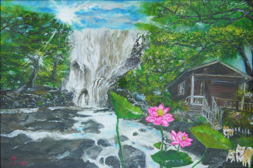 《劉雅紛》作品-流瀑生姿綻荷香