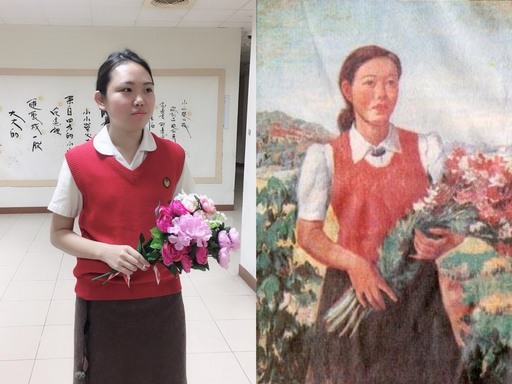 臺北大學學生複製演出李梅樹畫作主角
