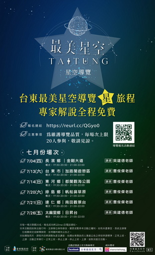 暑假臺東太精采!秒殺免費觀星團七月導覽場次20日起報名開跑