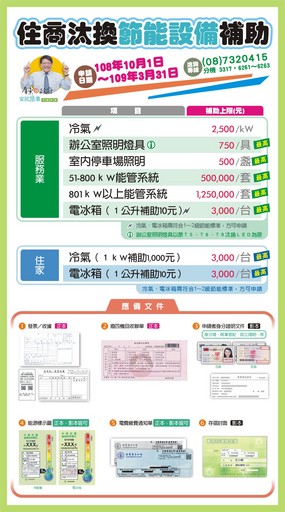 「屏東縣汰換節能設備-享補助,省荷包!」