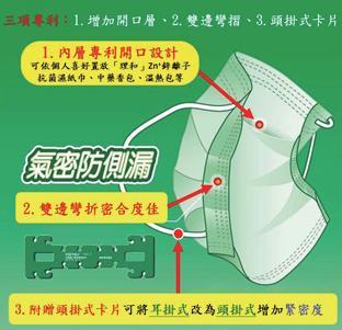 李春興博士研發獲專利的中藥防護口罩。